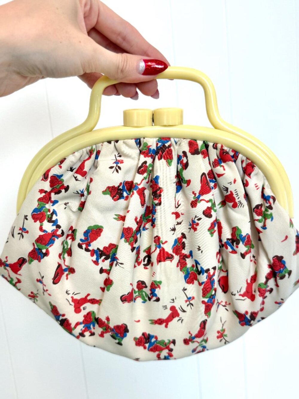 RARE Vtg 1930s/40s Snow White & the 7 Dwarves Novelty Celluloid Frame Purse